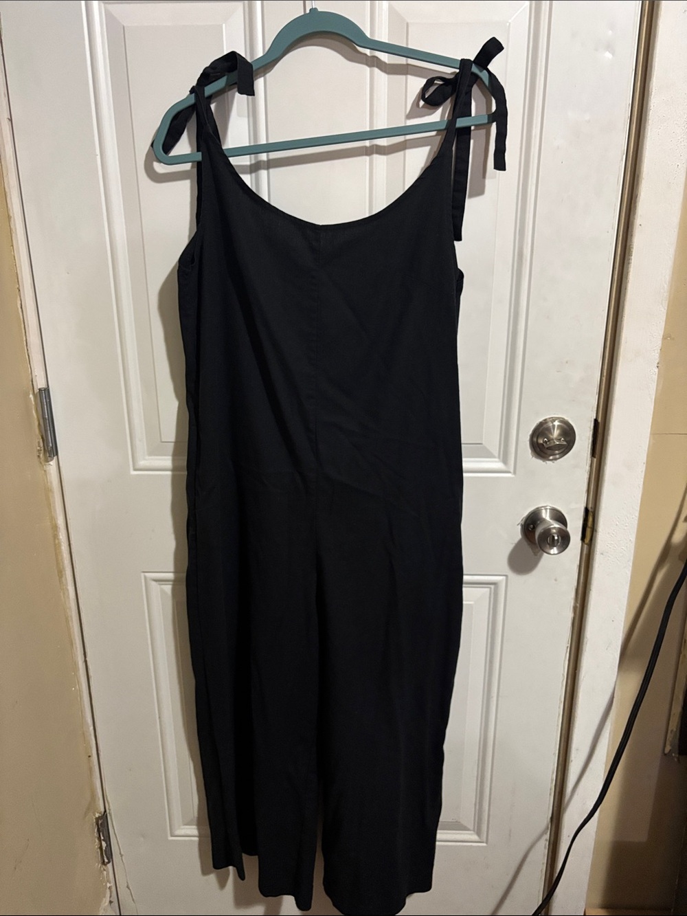 Black Tie-Shoulder Jumpsuit